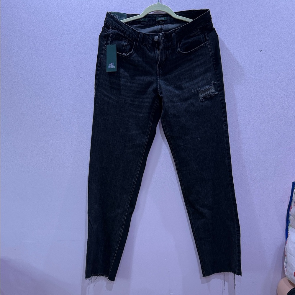 wild fable Black Boyfriend Jeans with Subtle Distress